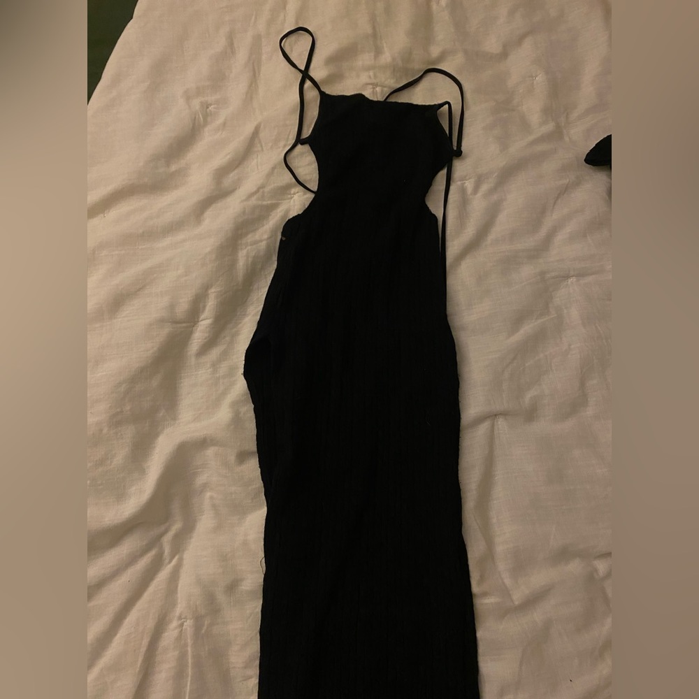 Backless Double Slit knit dress with matching crop sweater